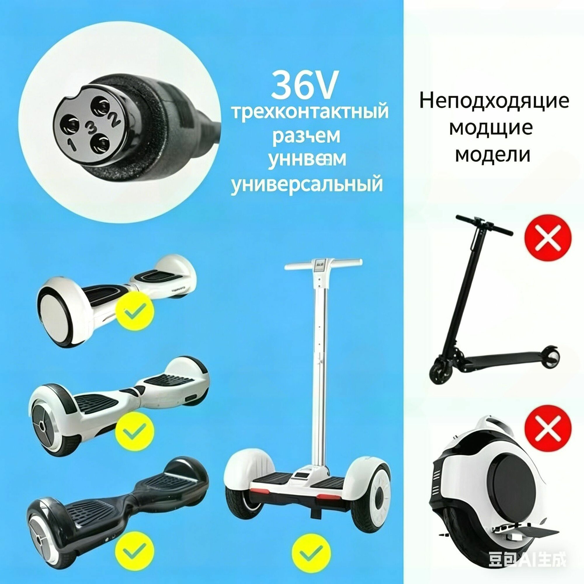 Зарядное устройство для гироскутера 42V/2A (Универсальное) зарядка для гироборда универсальный адаптер питания 42 вольта для самобалансирующегося скутера
