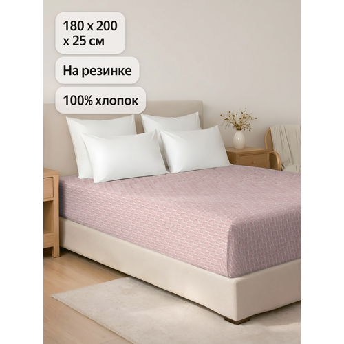 фото Простыня василиса на резинке 180х200х25 см, бязь, хлопок 100%, японская сакура