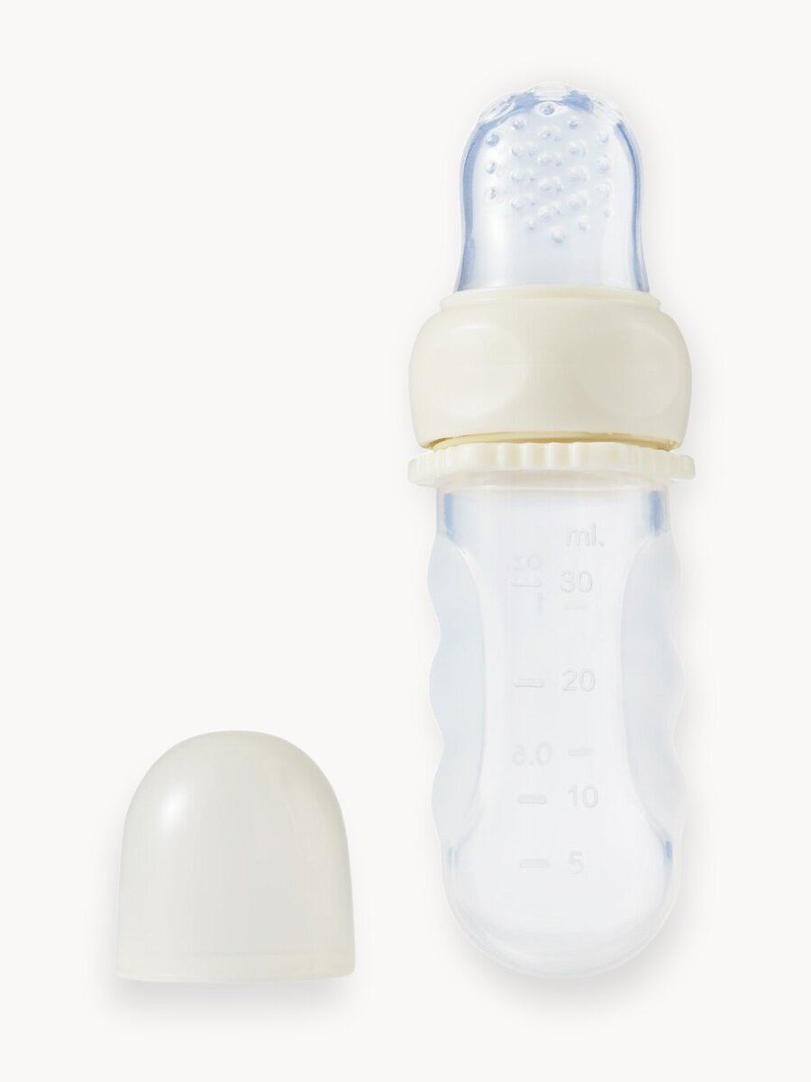 15057, Ниблер-дозатор Happy Baby, ниблер для прикорма, силиконовый, с мерным делением, в футляре, кремовый