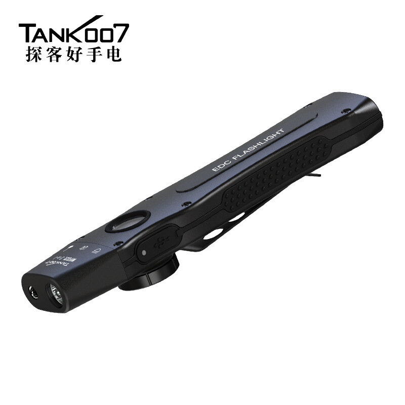 TANK007 Трехцветный магнитный EDC фонарик с белым, фиолетовым и зеленым лазером - Черный