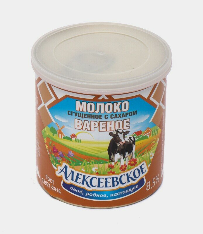 Варёное сгущённое молоко Алексеевское, ГОСТ, без консервантов, 8.5 %, 360 г