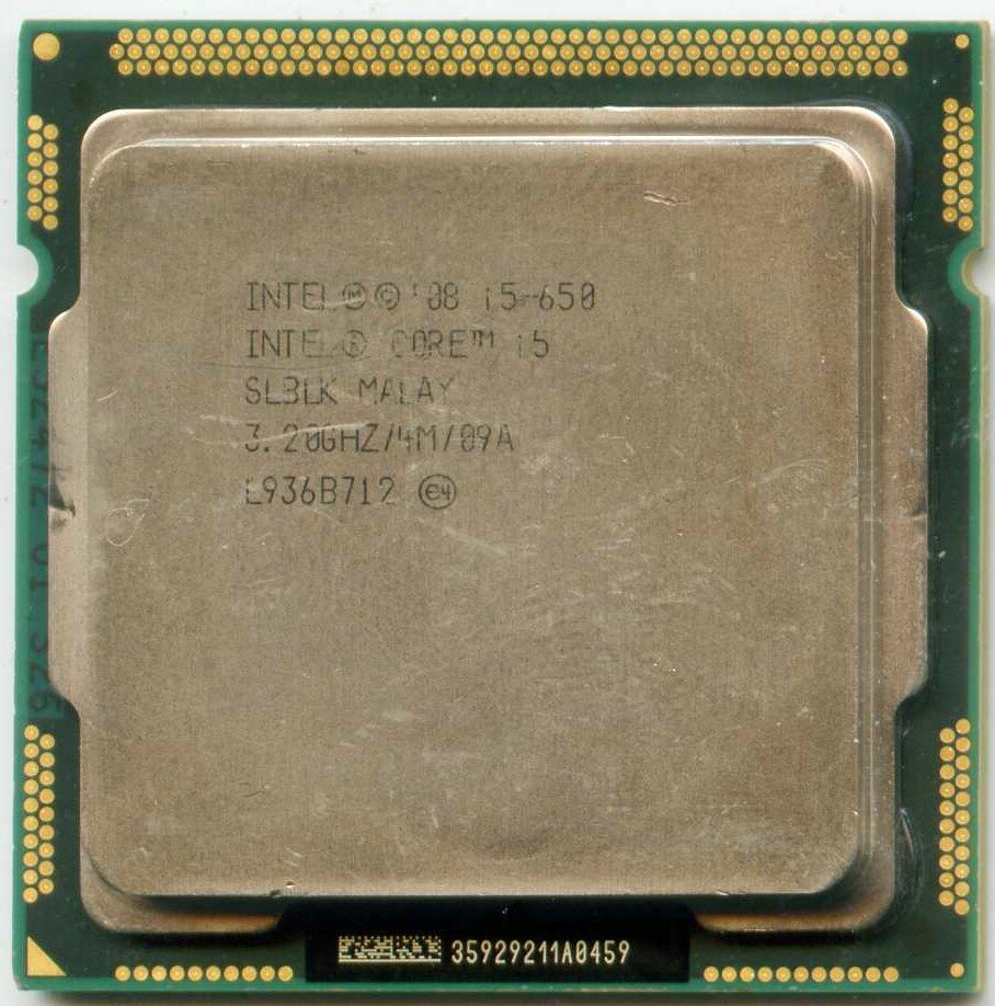 Процессор Intel Core i5-650 3.2, 3.46, Ghz, Socket 1156/4Mb/2x, 4x, Core/HD Graphics, SLBLK Malay