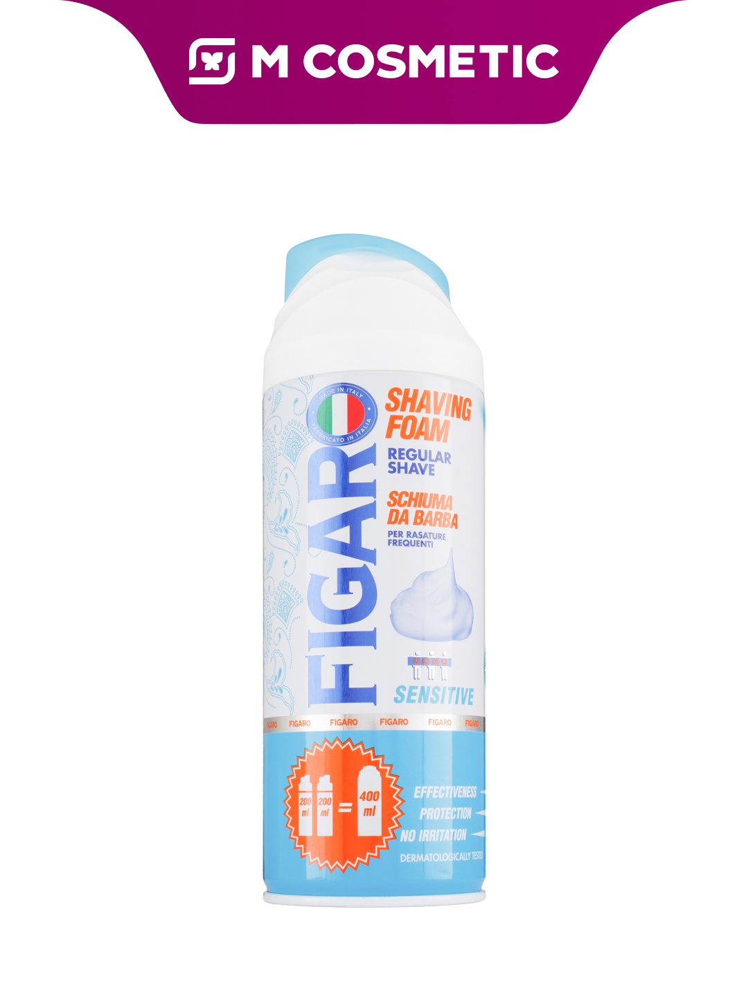 Пена для бритья Figaro Sensitive, для чувствительной кожи, 400 мл