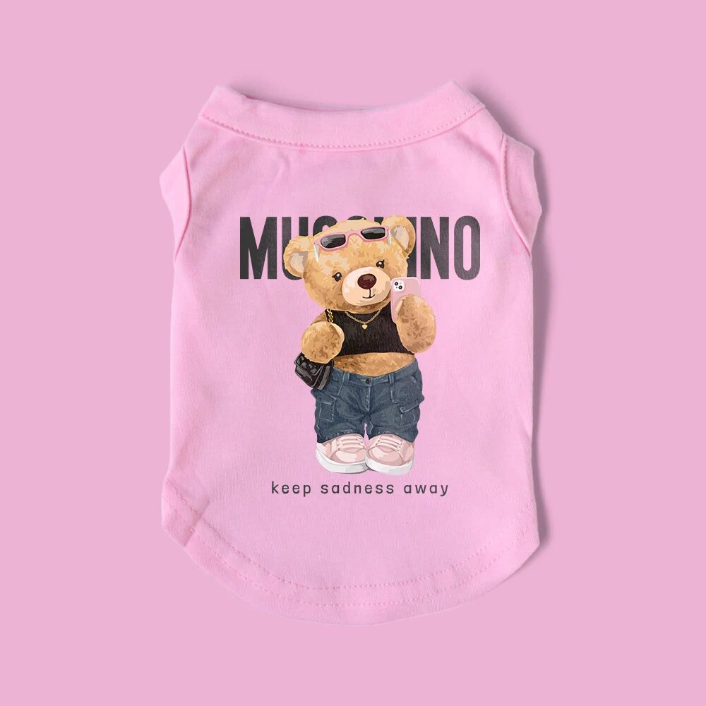 Розовая майка для собаки с принтом медведя Moschino