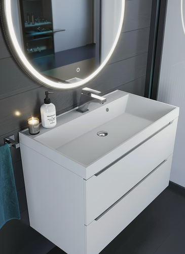 Изображение товара Раковина кварцевая для ванной комнаты Uperwood Classic Quartz 80 см, белая матовая, жасмин