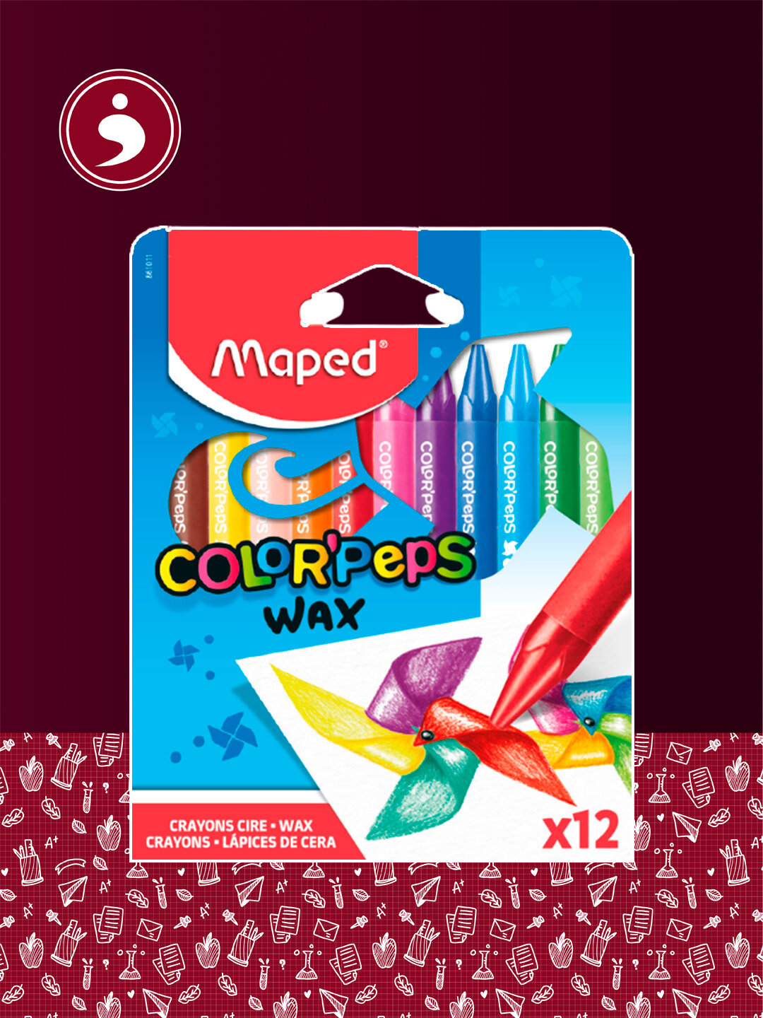 Масляная цветная пастель Maped Color'Peps Wax, 12 цветов (861011)