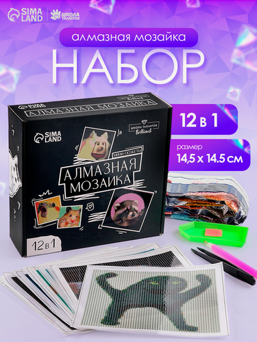 Изображение товара Алмазная мозаика Школа талантов "Мемы" набор 12 в 1, тканевый холст