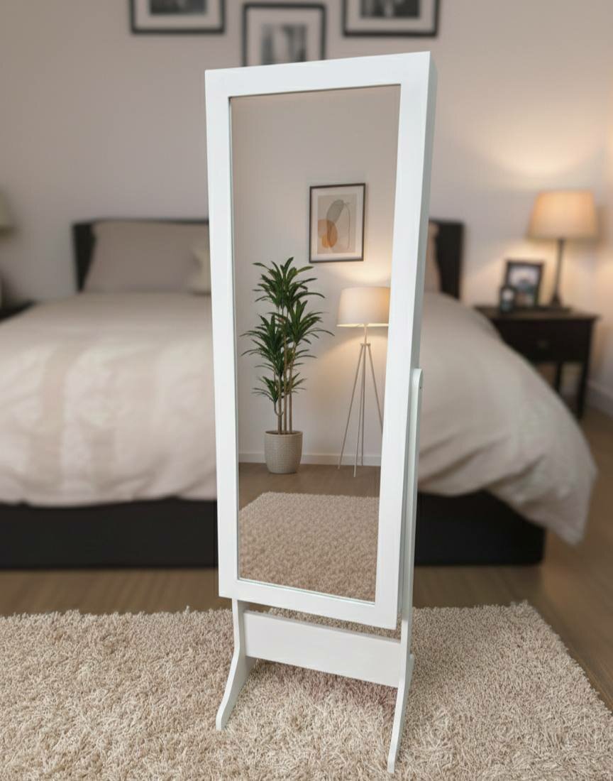 Напольный зеркальный шкаф, для хранения украшений, аксессуаров