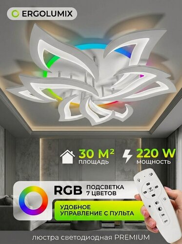 Изображение товара Люстра потолочная светодиодная на кухню, в гостиную и в спальню