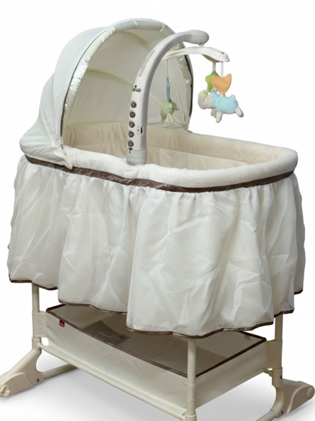 Детская люлька Vico (механическая) с музыкальным блоком и подсветкой, с полкой для вещей