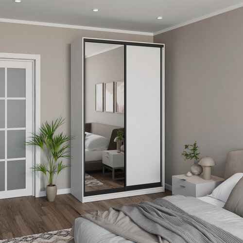 Изображение товара Шкаф купе для одежды "MELIA" белый лофт с 1 зеркалом 110 х 58 х 230 см (ШхГхВ)