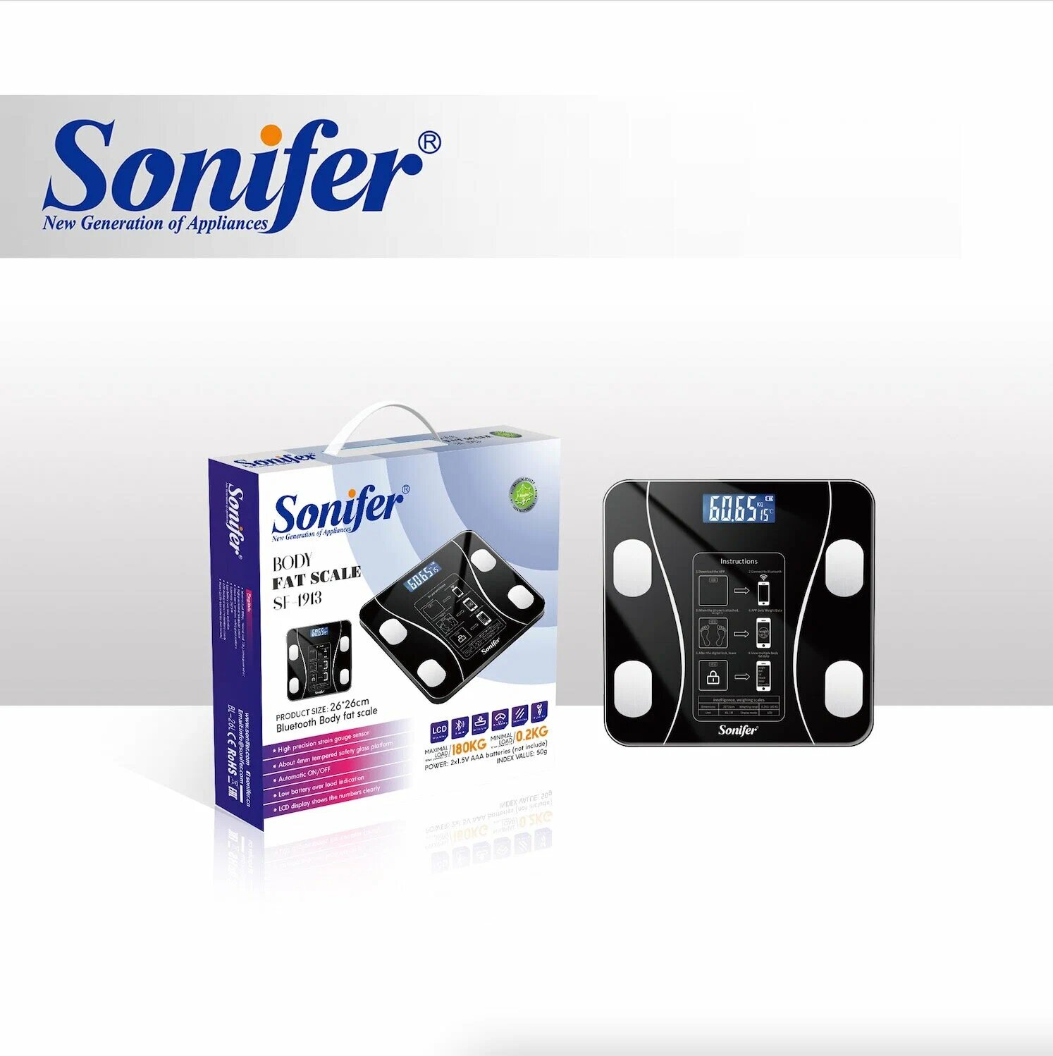 Электронные весы Smart Sonifer SF-1913, с синхронизацией со смартфоном