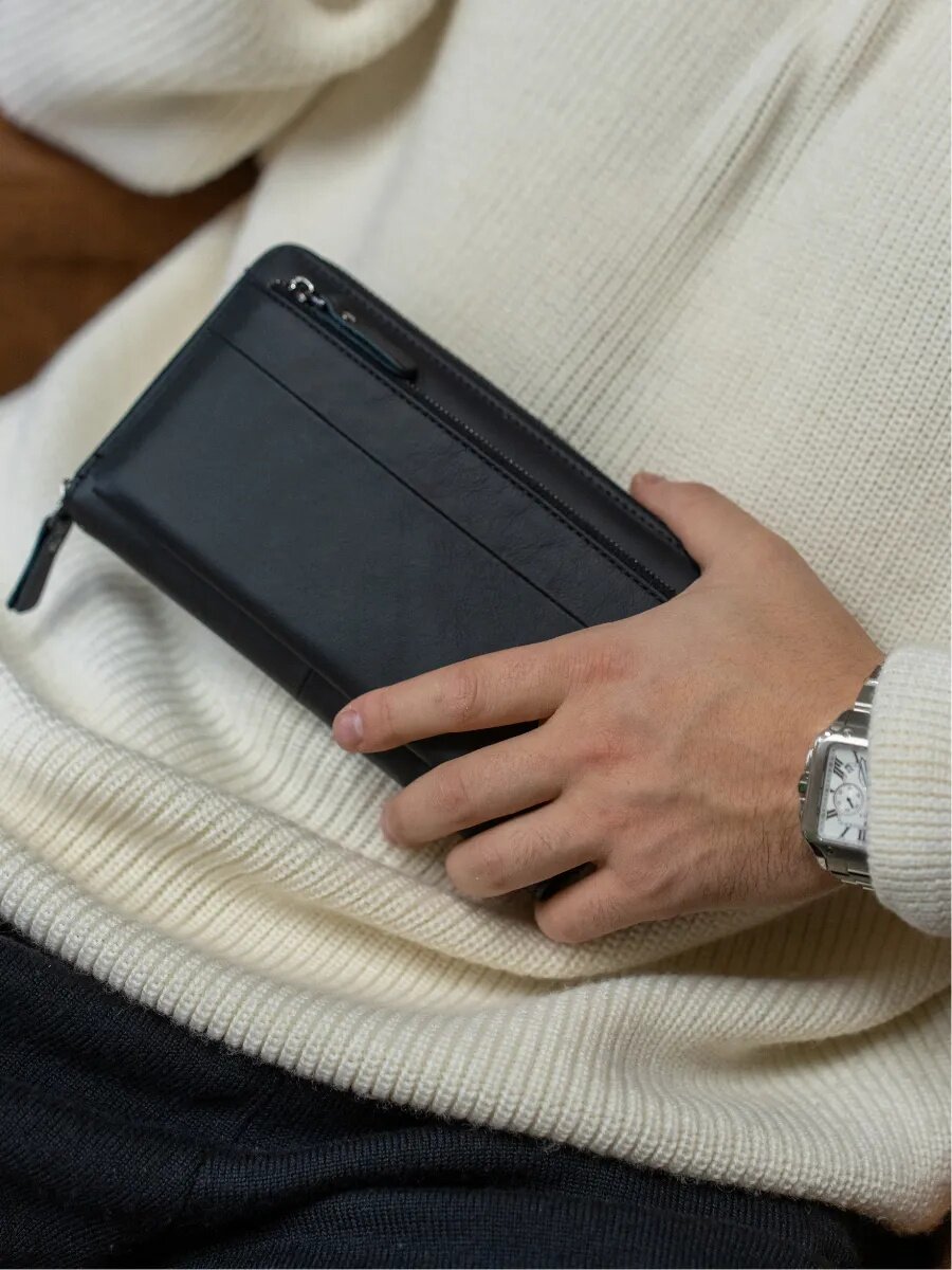 Кошелек FAUSTINI, фактура гладкая, черная — фото 1