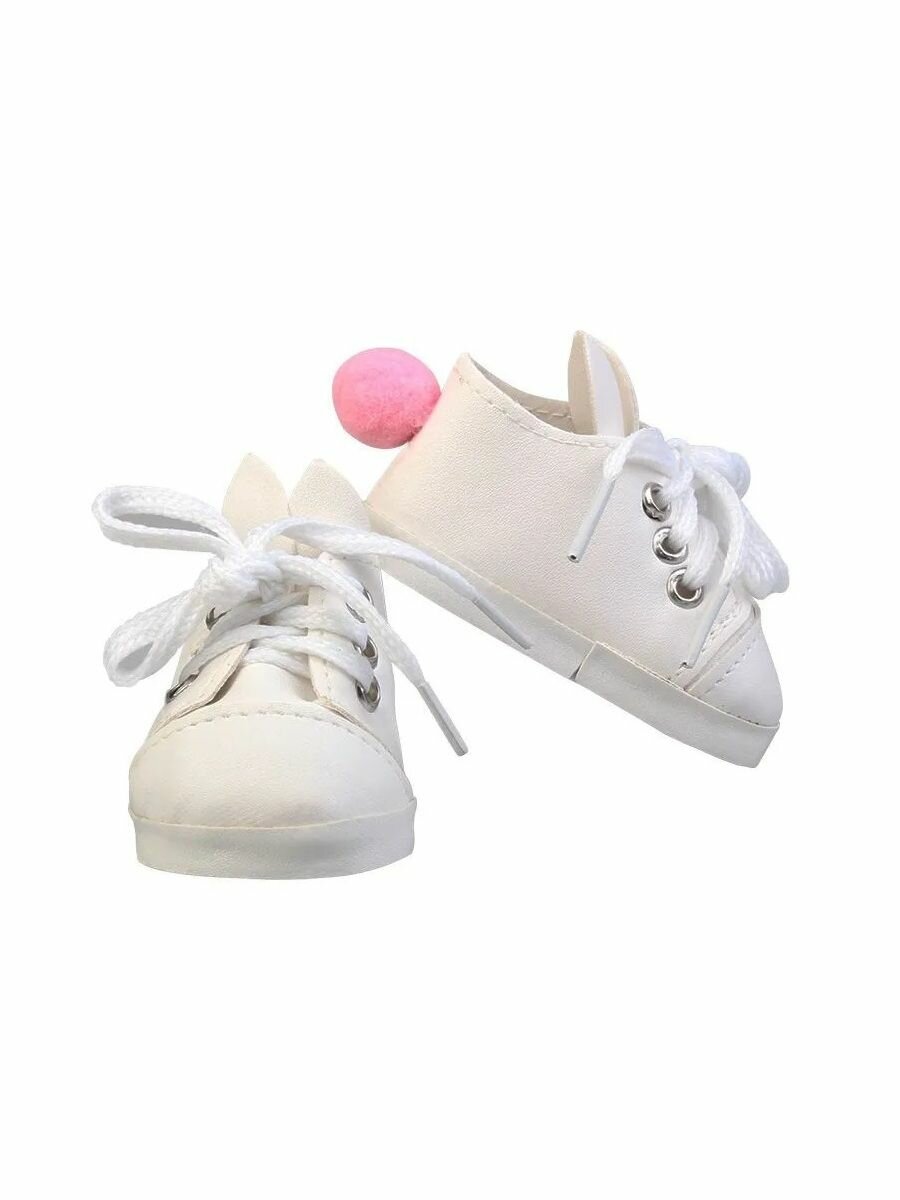 Обувь для кукол, Кроссовки на шнурках "Кролики" 7 см для кукол 42-50 см и др, белые
