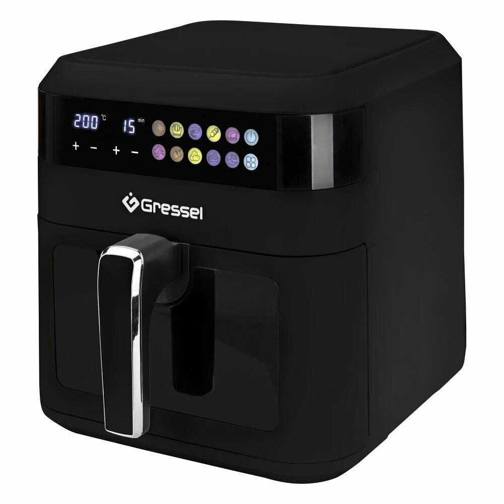 Аэрогриль Gressel RGAF-771822, чёрный, мощность 1500 Вт, чаша 6 л