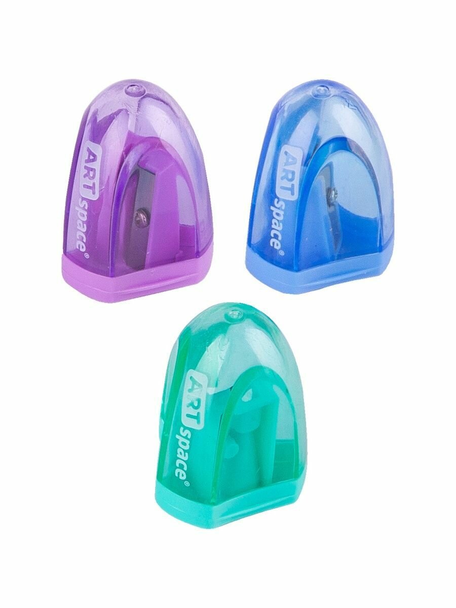 Точилка пластиковая 1 отверстие, контейнер, ассорти (15 шт), SH_202