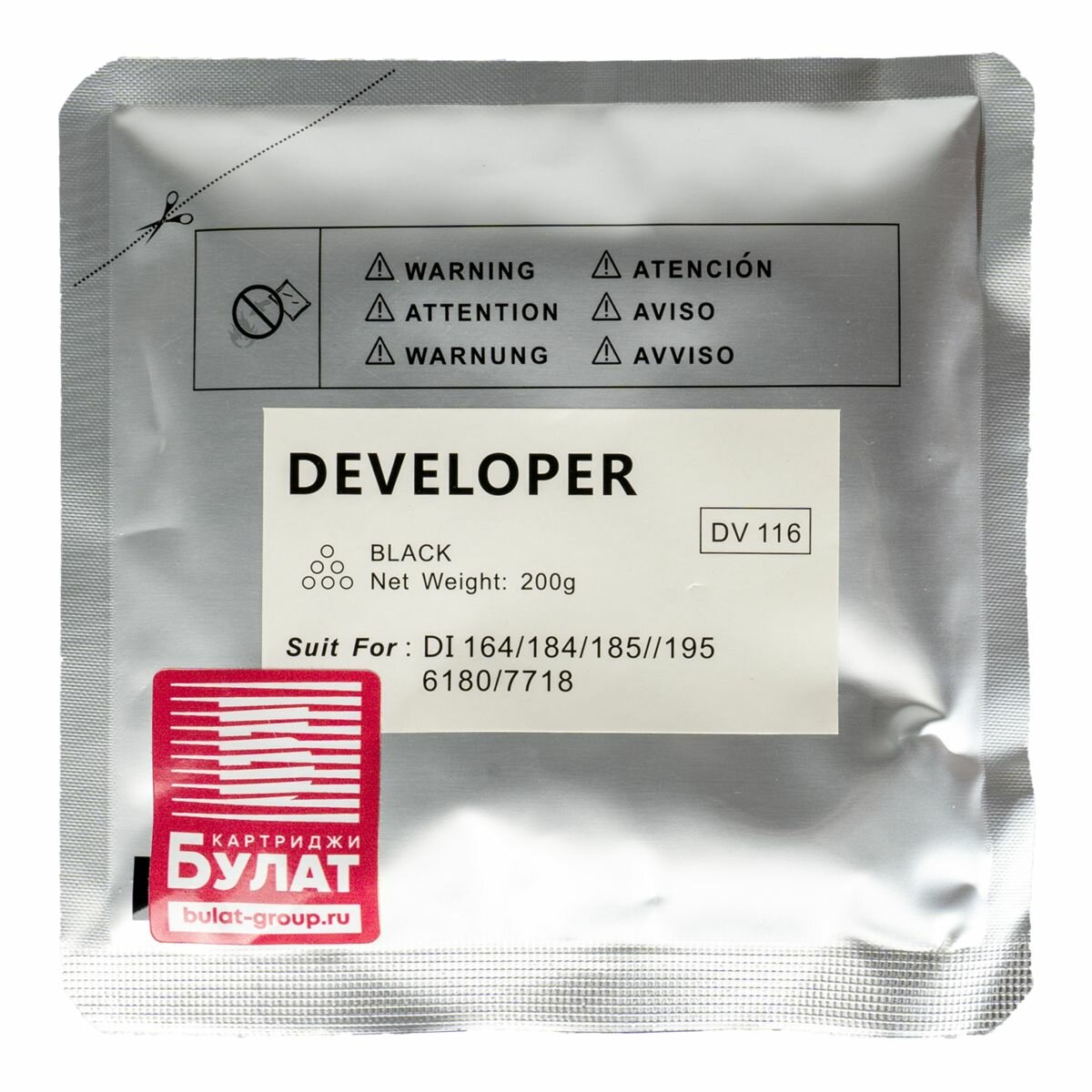 Девелопер булат s-Line DV116 для Konica Minolta bizhub 164 (Чёрный, пакет 200г, 55000 стр.)