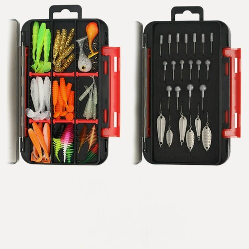 Изображение товара Набор рыболовных приманок, крючков, блесен MyPads, 75 предметов, для ловли щуки, форели, судака и других хищных рыб