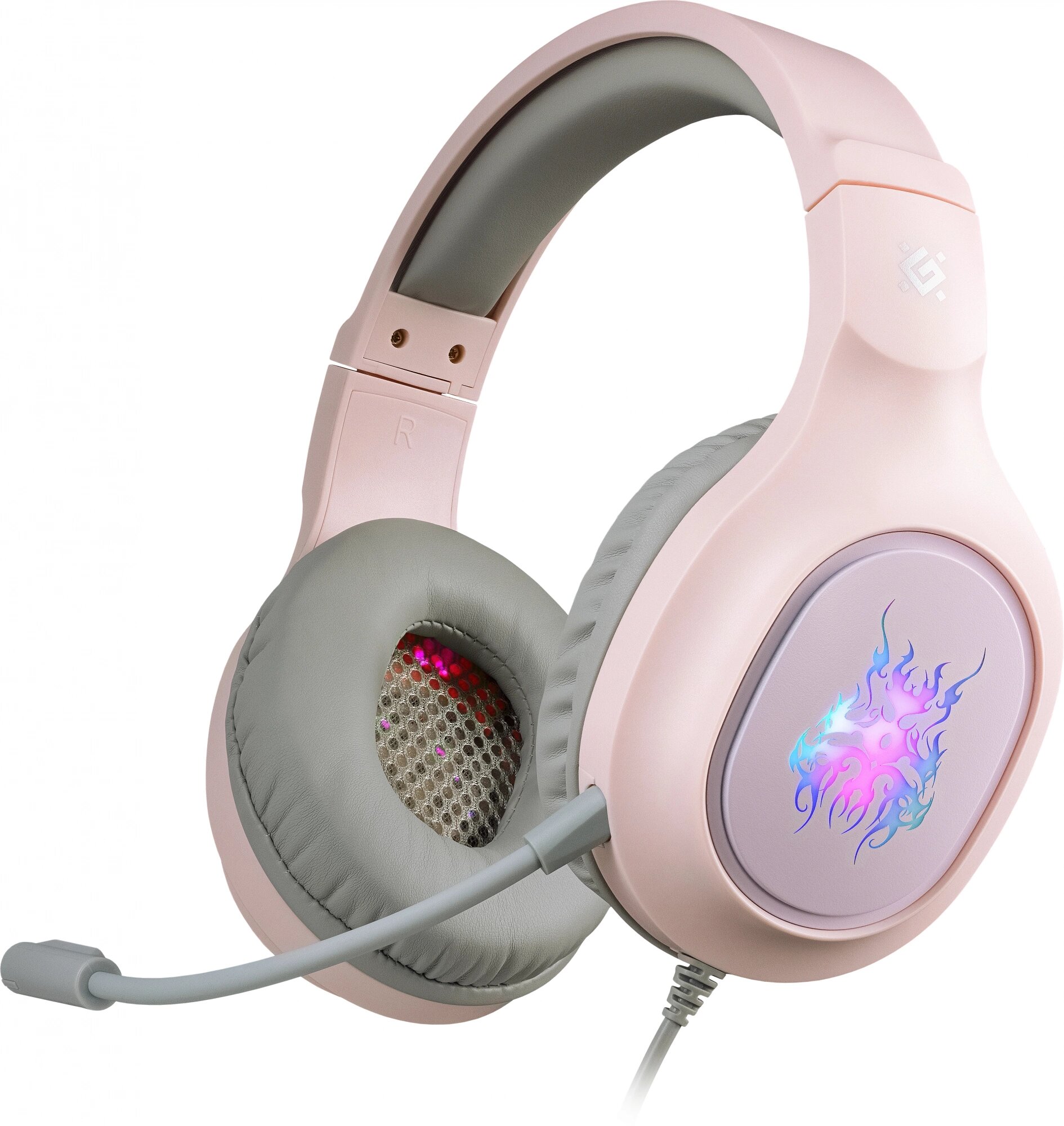 Наушники игровые с микрофоном (64481) Fury розовый, LED
