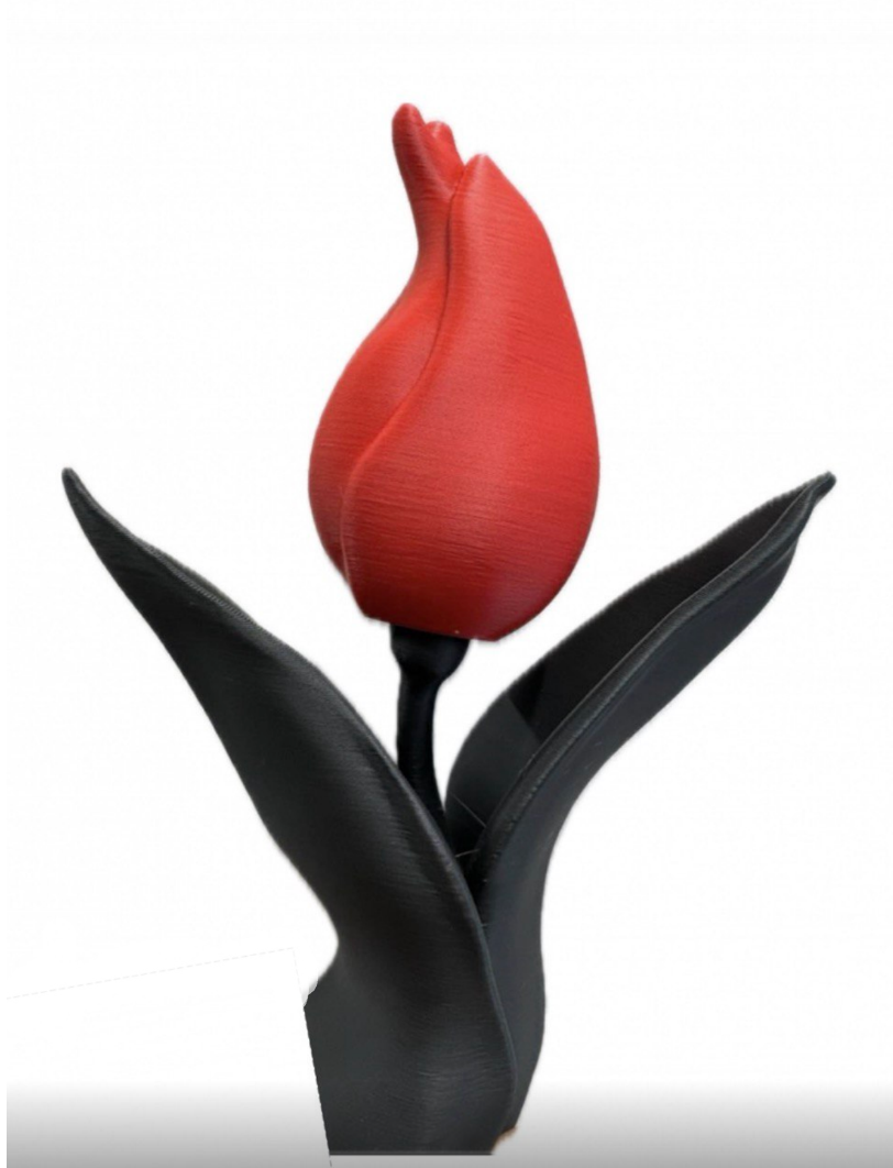 Скульптура "Тюльпан", 3D, пластик, красная, черная, высота 15 см