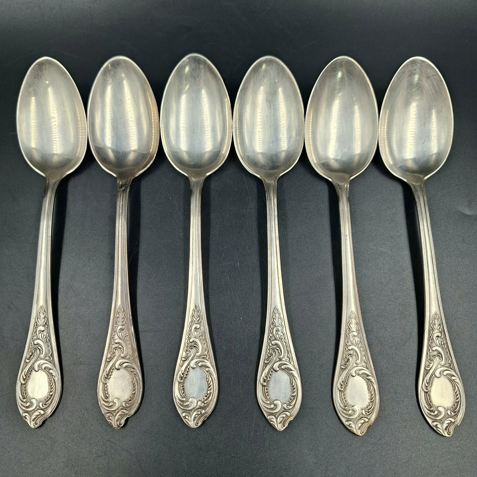 Набор из шести обеденных ложек с растительным декором, мНЦ (медь-никель-цинк)