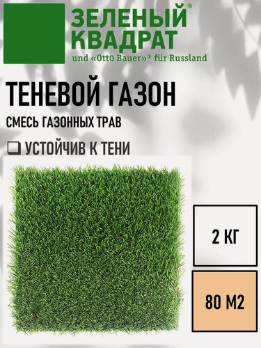 Изображение товара Семена газона 2 шт. Зеленый Квадрат теневой 1 кг, для создания газона на затененных участках