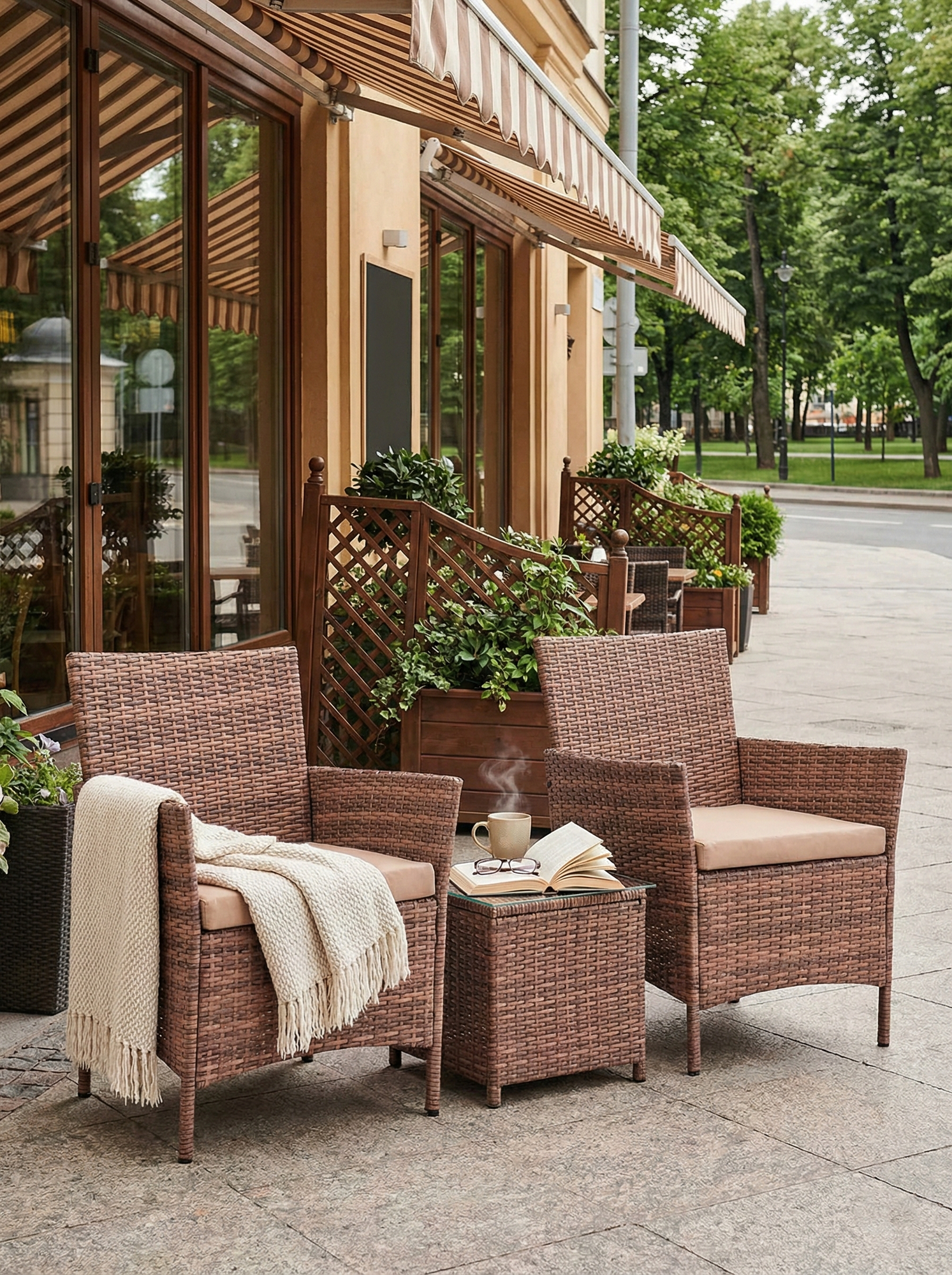 Комплект из искусственного ротанга Киото Дуэт (Kioto Duet), капучино