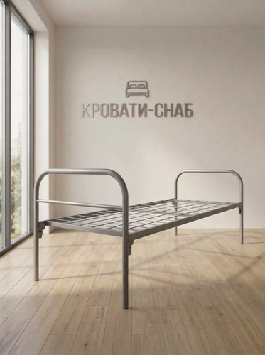 Изображение товара Кровать Э-1, металлическая, одноярусная, серая, 190 см х 70 см