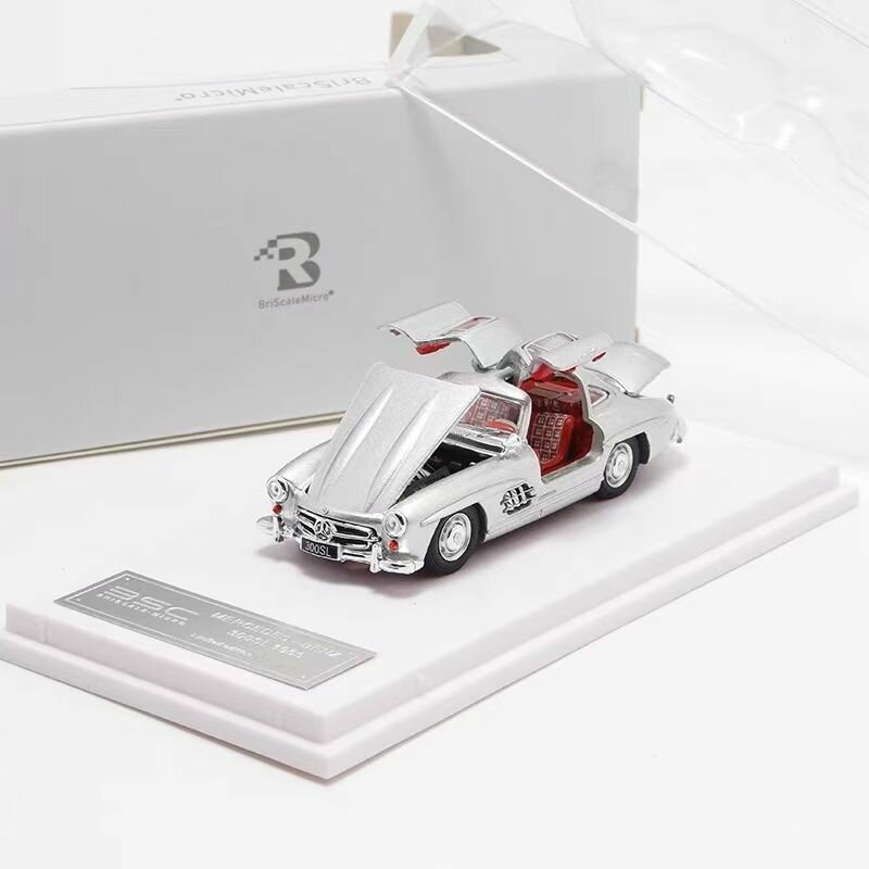 BSC 1:64 Mercedes-Benz 300SL W198 Gullwing Классический винтажный автомобиль Литая модель с полностью открывающимися дверями