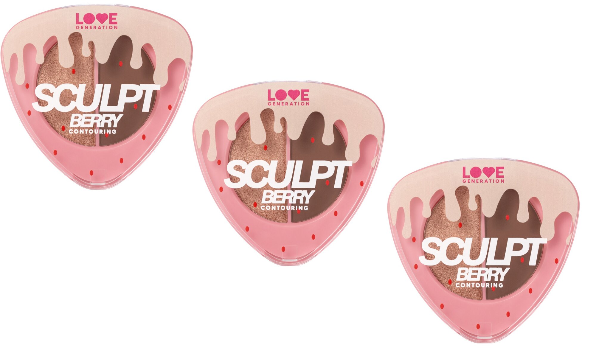 Палетка для контуринга лица Love Generation Contouring Face Palette "SculptBerry" тон 02 3шт