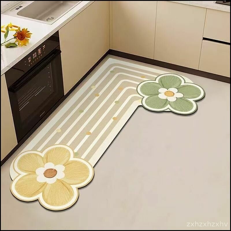Диатомовые грязевые водостойкие и цветок кухонные коврики,120*80cm, Прямоугольник, Налево