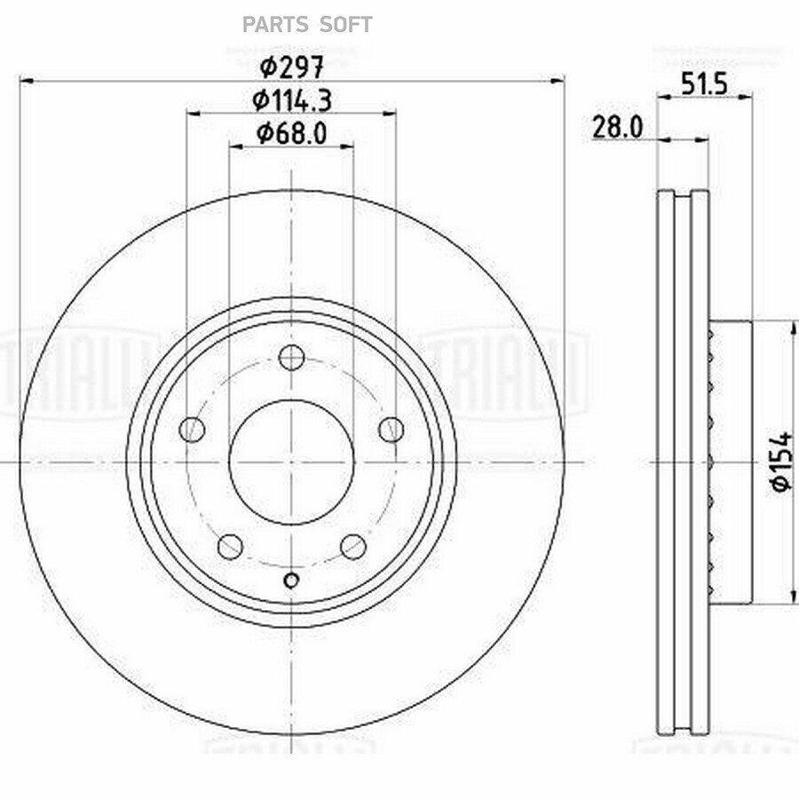 TRIALLI DF084512 Tormoz diski Mazda CX-5 (11-)/(17-)/6 (12-) old. d=297 (bo‘yalgan) (DF 084512) 2 dona