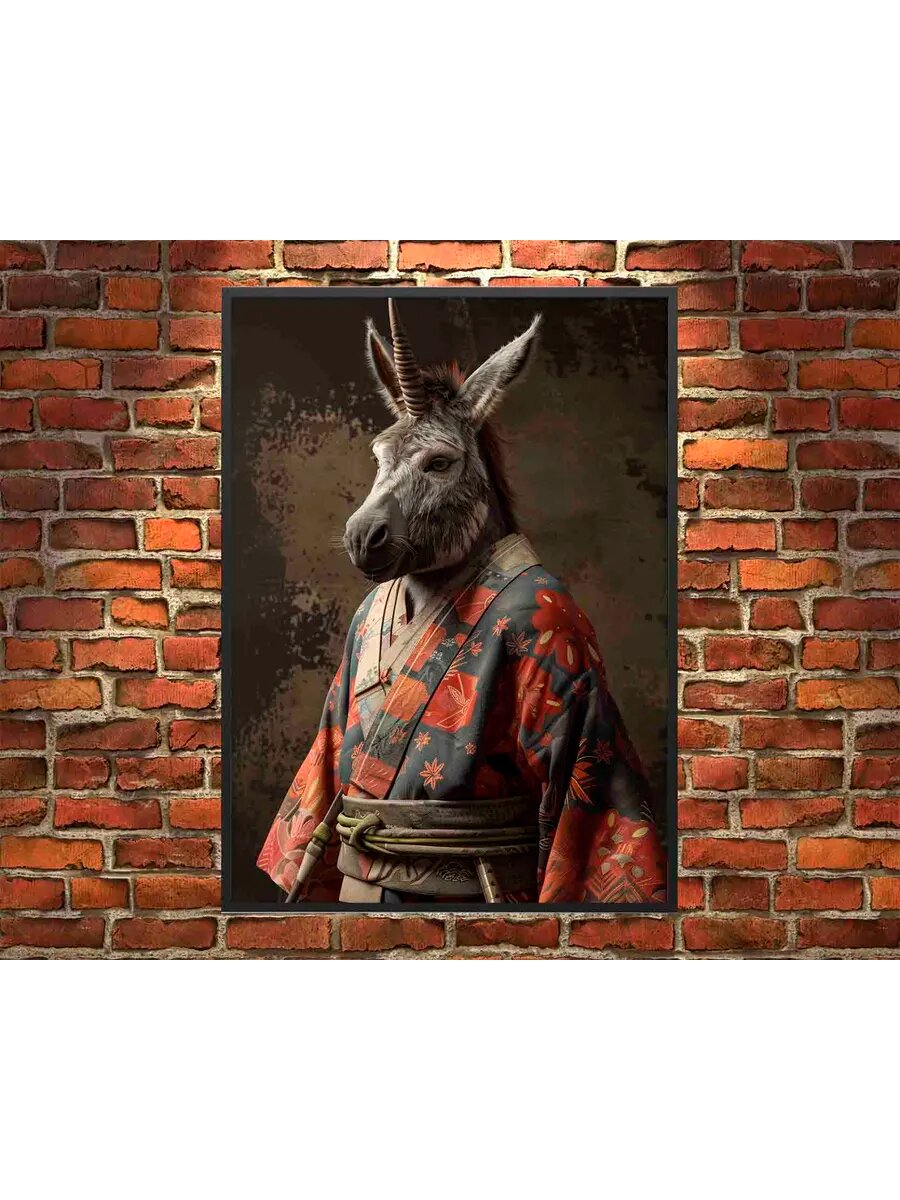 Осел Сельскохозяйственное животное Самурай 4, Плакат 30x42см