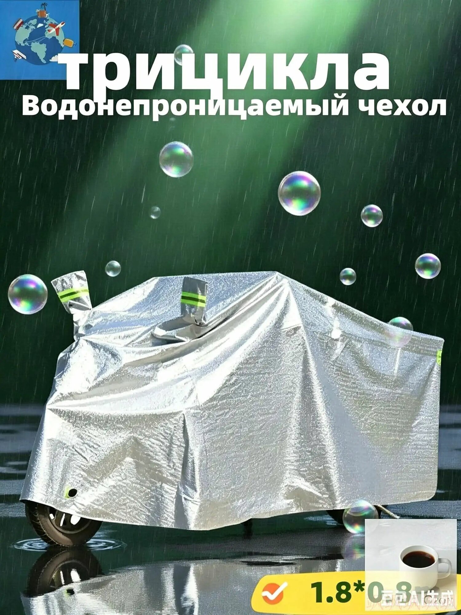 Защитный чехол для трехколесного велосипеда Водонепроницаемый, солнцезащитный крем