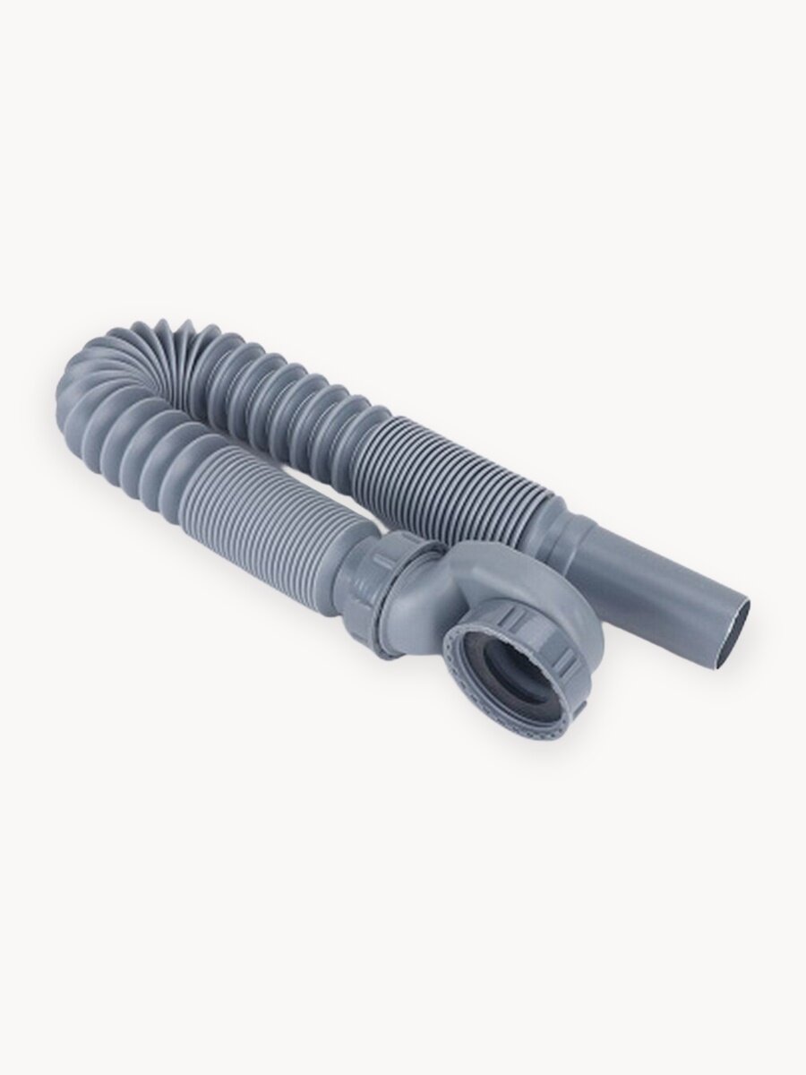 Гофра-сифон S-S15 для поддона душевой кабины с гидрозатвором цвет серый