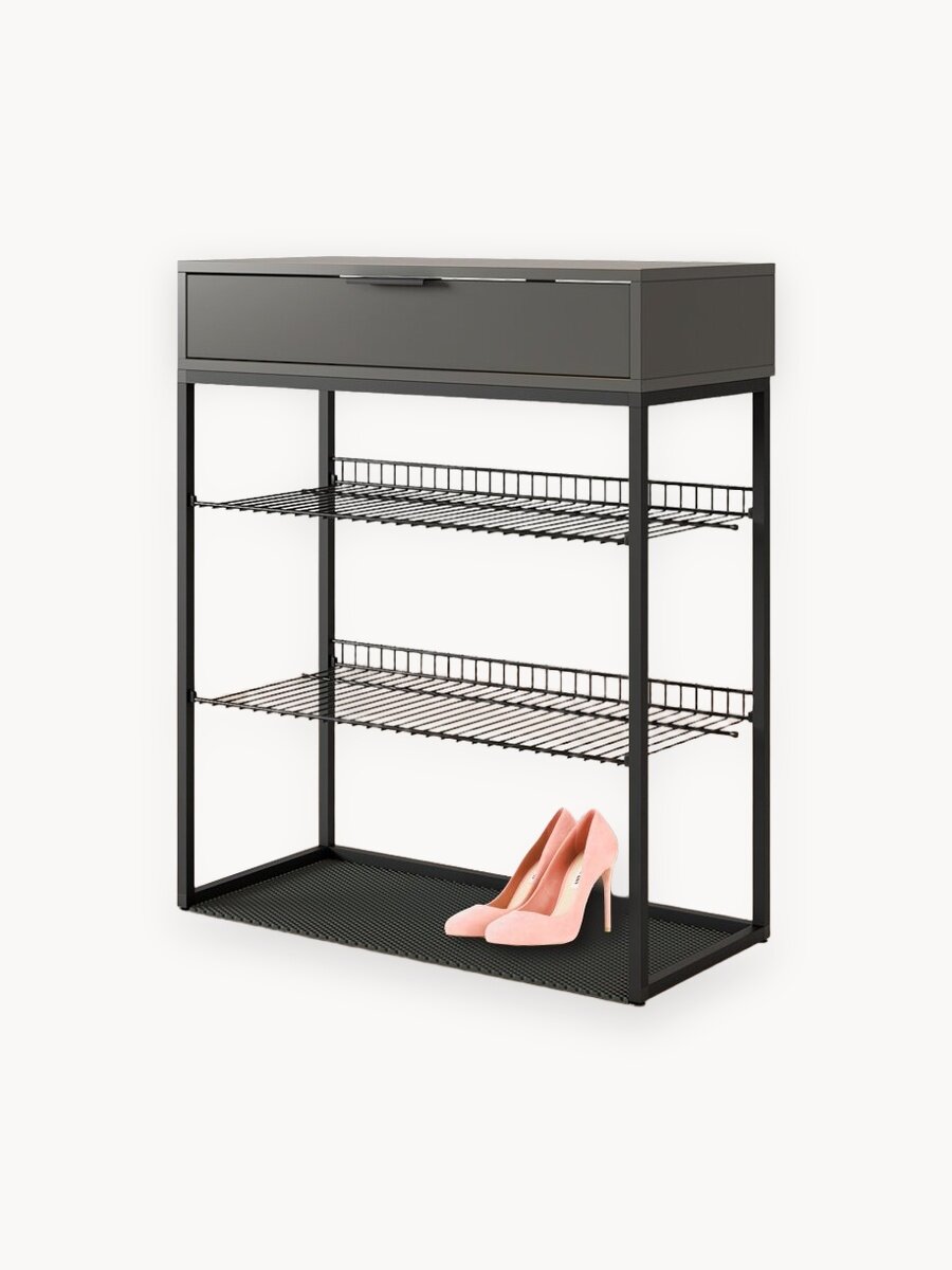 Обувница в прихожую "Краш" с ящиком, 75*31,4*90,5 см, цвет Графит, Mebelson