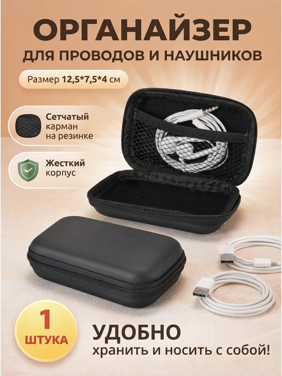 Органайзер для хранения проводов и зарядок компактный