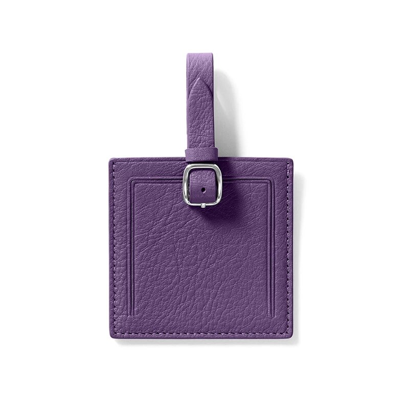 LEATHEROLOGY Кожаный багажный брелок в форме квадрата фиолетовый
