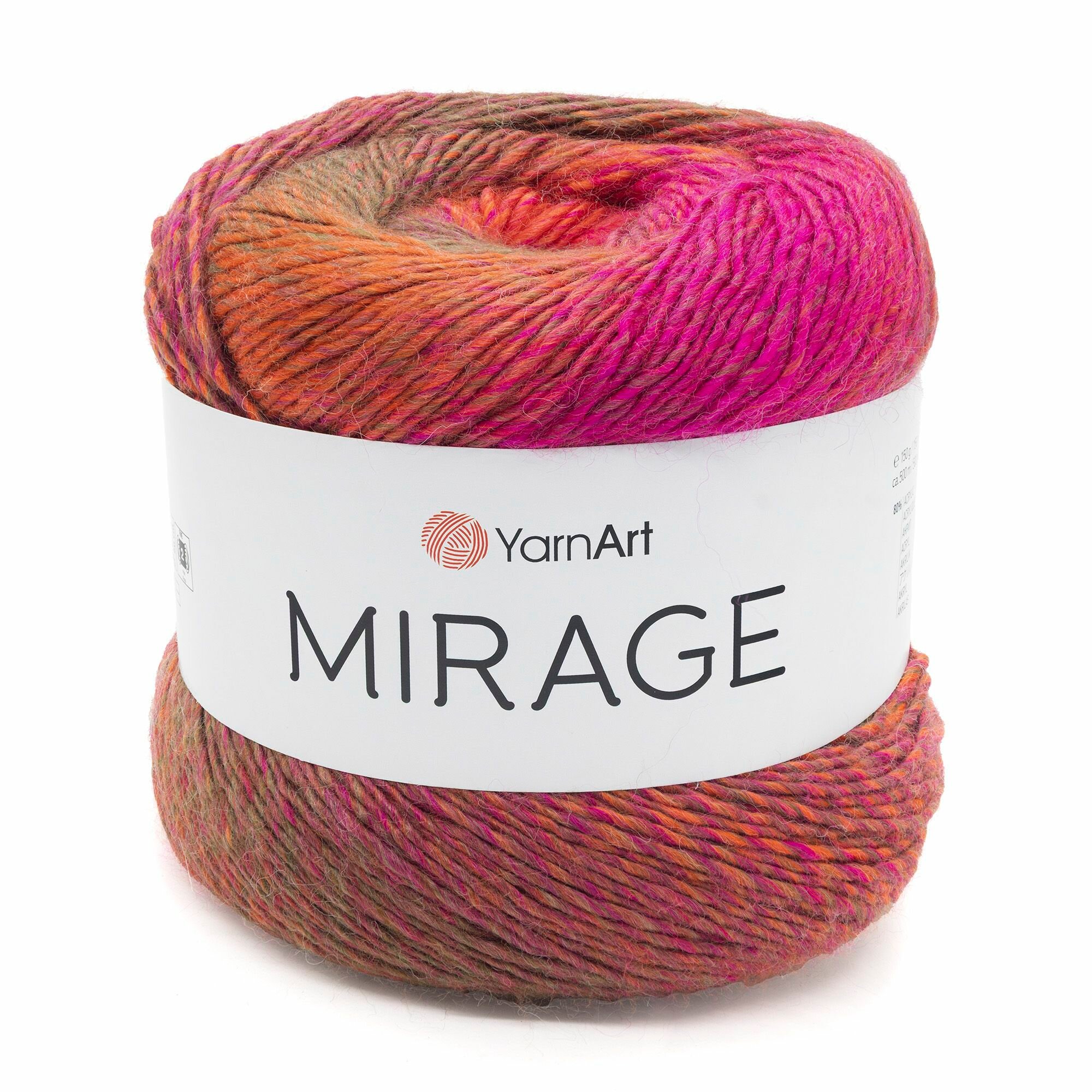 Пряжа YarnArt Mirage 5304 (3 мотка по 150г/500м) малина/оранжевый/полынь
