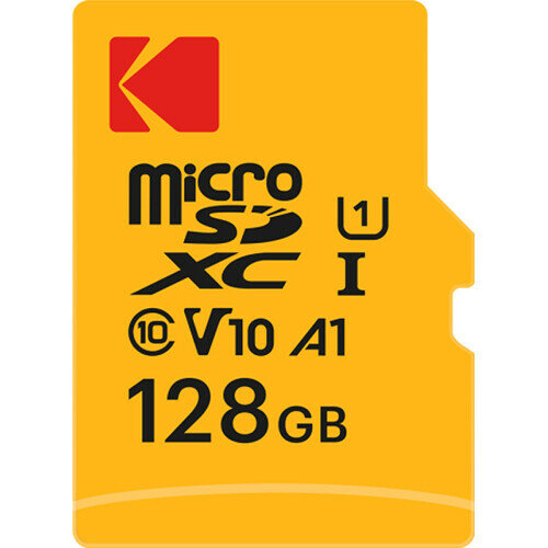 Карта памяти Kodak Ultra Performance 128GB microSDXC UHS-I U3 V30 A1, R/W 90/60 МБ/с желтая с адап