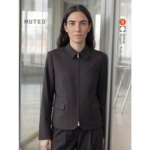 фото Пиджак muted прямого кроя из костюмной ткани на молнии, размер 5xl, темно-серый