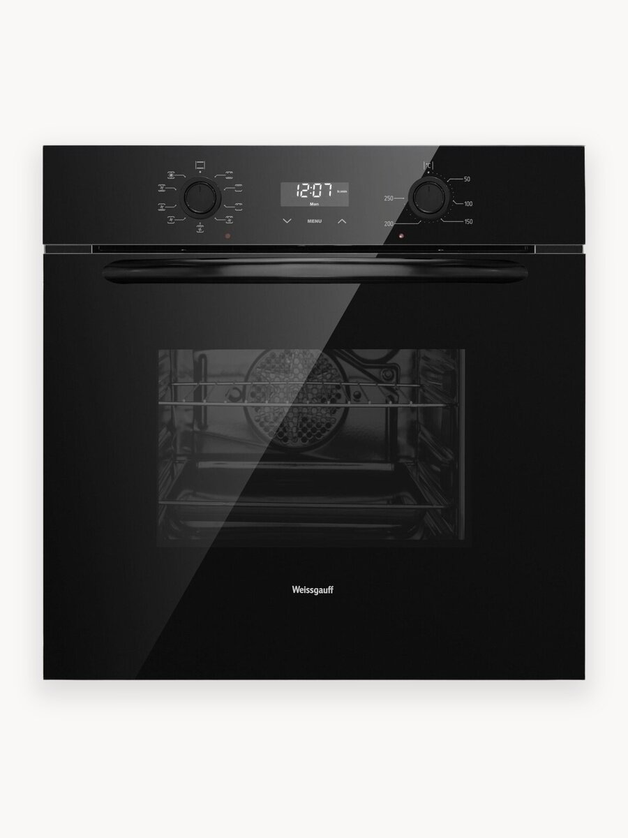 Электрический духовой шкаф Weissgauff EOV 196 LB с грилем и конвекцией, Утапливаемые рукоятки PIPO, Эмаль SMART CLEAN