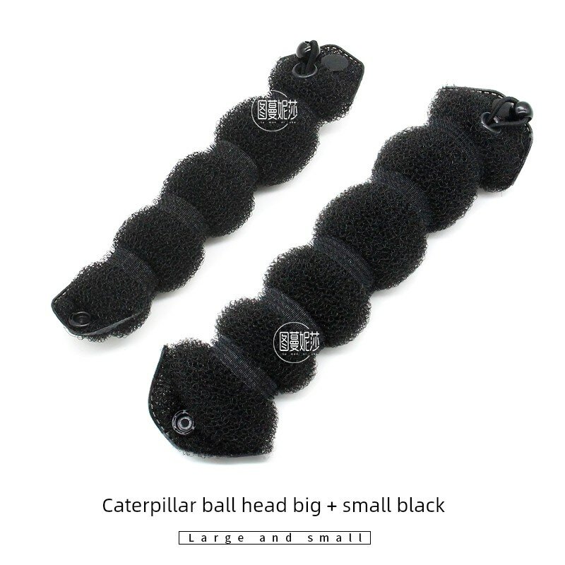 Набор Caterpillar Bun Holder для женщин маленький и большой черный, новая модель 2024, комплект для надежной фиксации