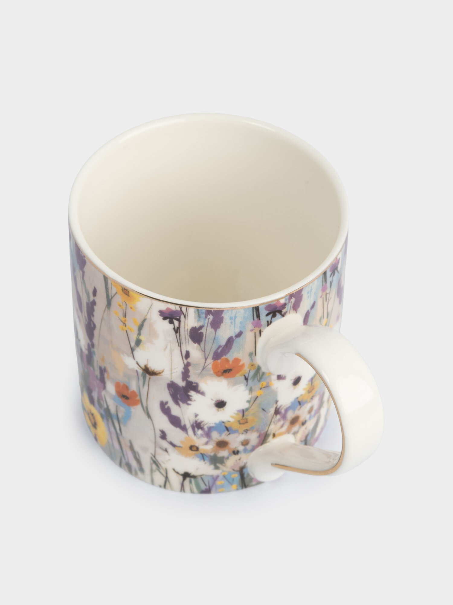 Кружка, 380 мл, фарфор N, с золотистым кантом, Цветы, Floristics — фото 1