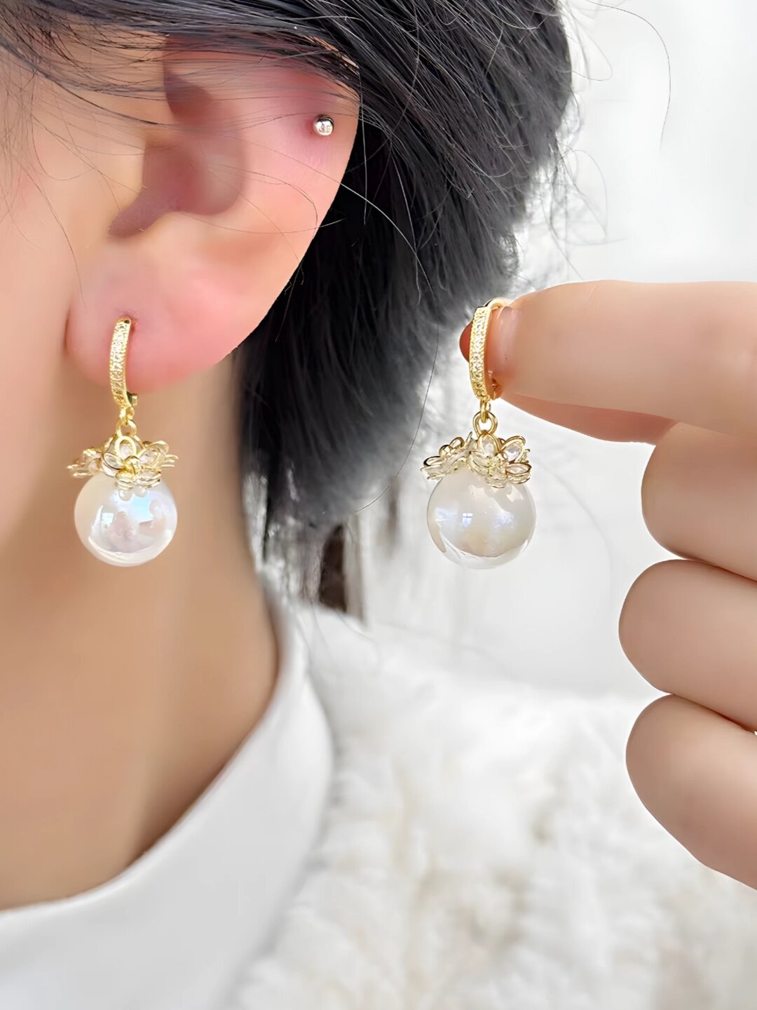 Серьги с подвесками, жемчуг имитация