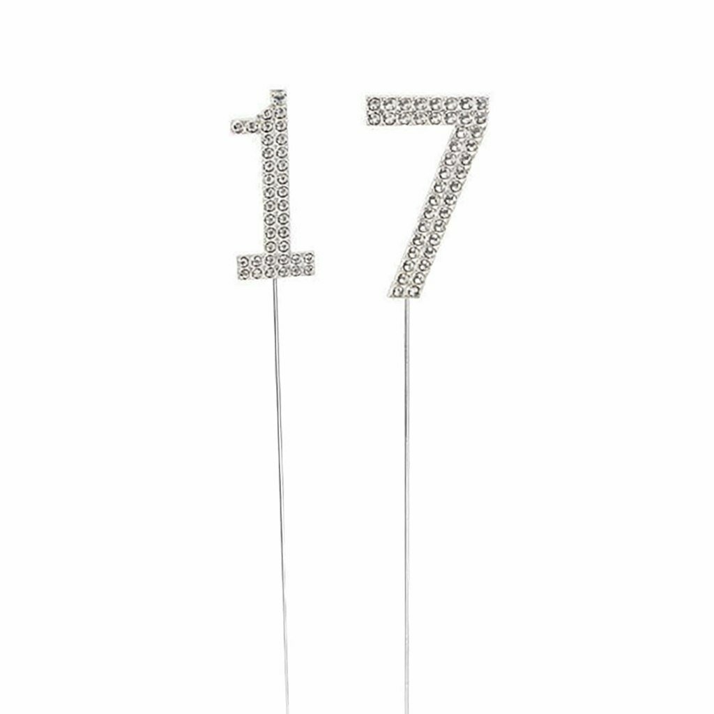 Набор топперов 17 металлический серебряный со стразами