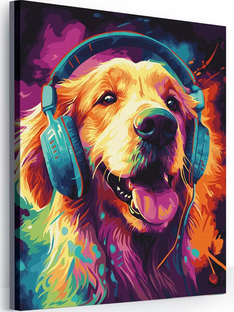 Картина по номерам на холсте с подрамником 40х50 см Золотистый ретривер