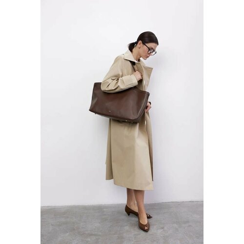 Сумка тоут POVOD Супер-тоут, фактура зернистая, темно-коричневый