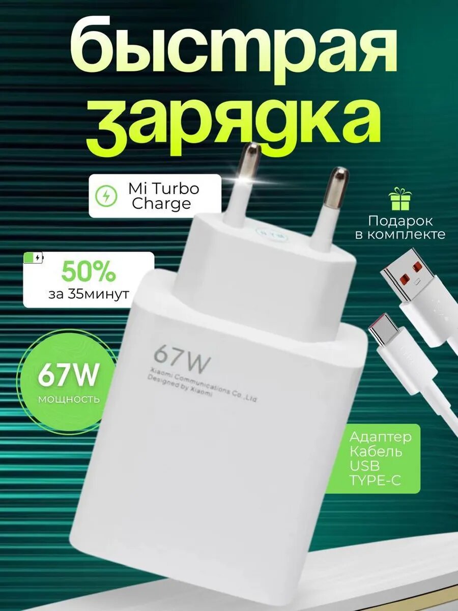 Быстрая зарядка Type-C 67W, адаптер питания USB-C быстрый заряд 67W PD