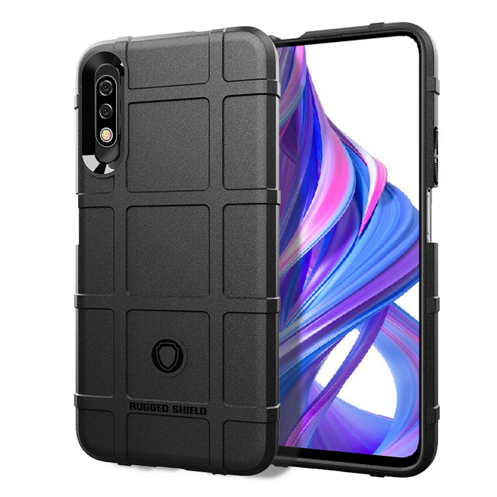 Чехол-бампер MyPads для Honor 9X усиленный ударопрочный черный с защитой от отпечатков пальцев